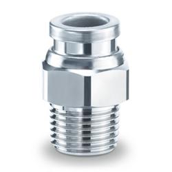 Suora pistoliitin KQB2H - messinki/ruostumaton teräs - FDA-yhteensopiva - letkun ulkohalkaisija 3,2 - 16 mm - uroskierre R 1/8" - 1/2" - hinta kappaleelta