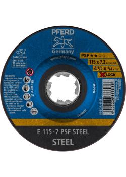 Disco abrasivo PFERD E - PSF STEEL / X-LOCK - Ø esterno 115 e 125 mm - Sistema di bloccaggio X-LOCK (22,23) - 10 pezzi - Prezzo unitario