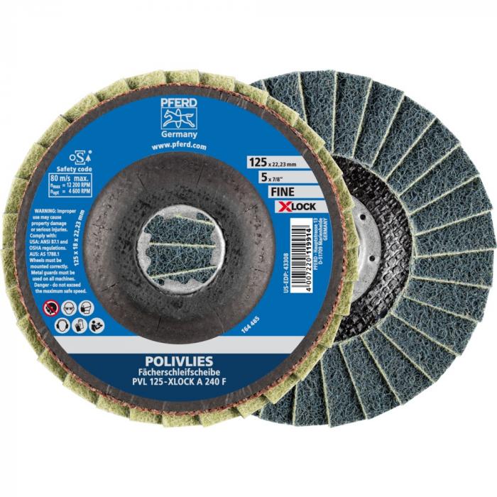PFERD POLIVLIES serrated lock washer PVL - corundum - outer-ø 115 and 125 mm - clamping system-X-LOCK (22,23) - grain size 100 G to 240 F - unit 5 pieces - price per unit