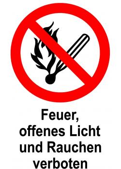 Verbotsschild - "Feuer, offenes Licht und Rauchen verboten" 20x30cm / 30x45cm