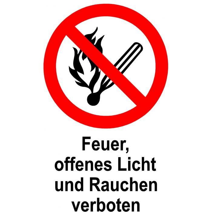 Verbotsschild - "Feuer, offenes Licht und Rauchen verboten" 20x30cm / 30x45cm