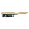 Wire brush - curved shape - natural wood handle