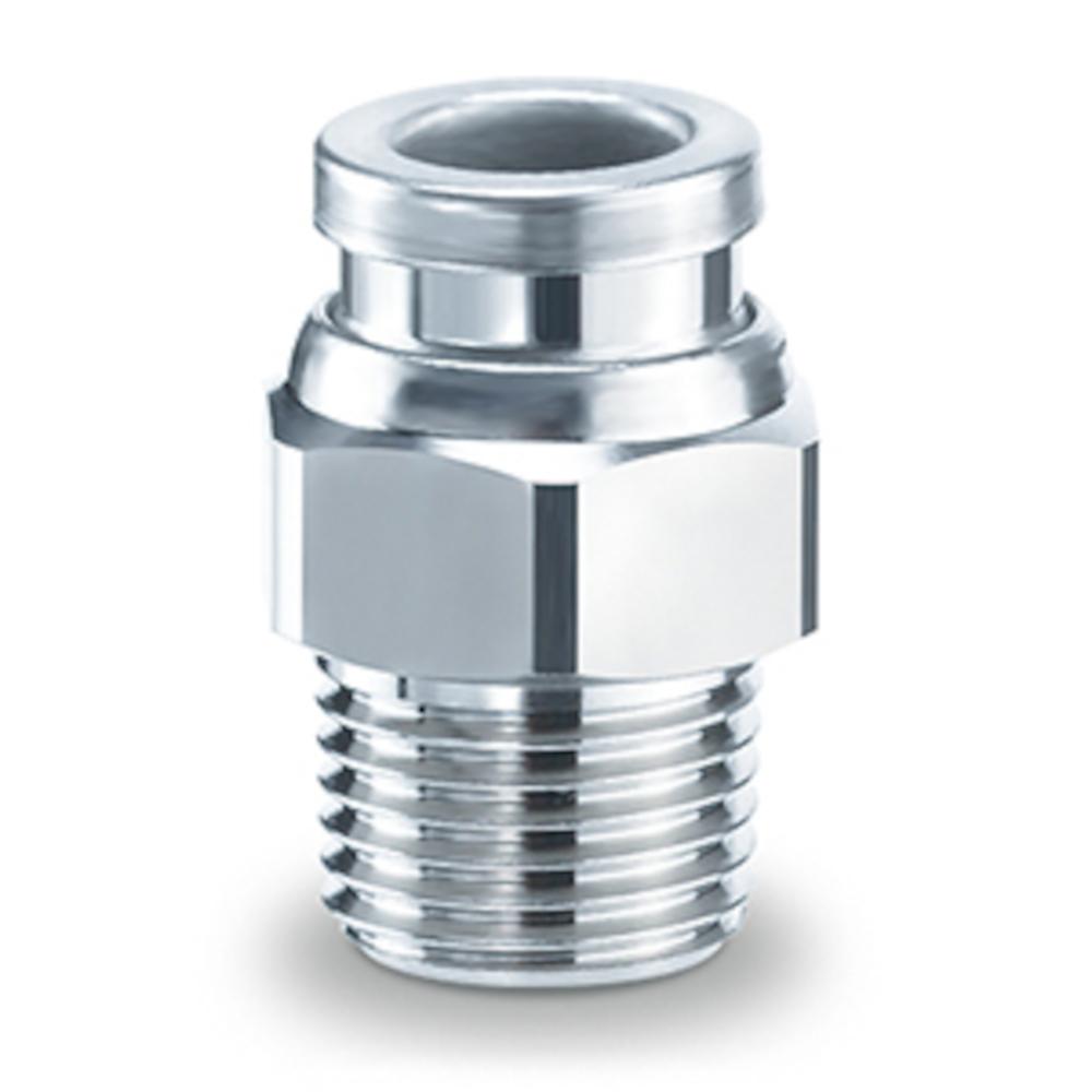 Racor roscado recto KQB2H - latón/acero inoxidable - conforme con la FDA - diámetro exterior de la manguera de 3,2 a 16 mm - rosca exterior R 1/8" a 1/2" - precio por unidad