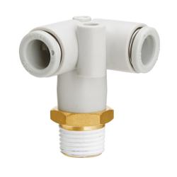 3D-skruvböj KQ2D - mässing/PBT - med tätningsring - slangens ytterdiameter 4 eller 6 mm - M5- eller M6-gänga - 10-pack - pris per styck