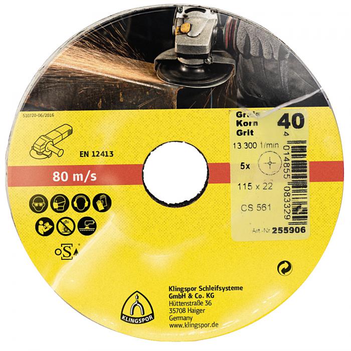 Fiber disc CS 561 - diameter 115 to 125 mm - hole 22 mm - grit 24 to 120 - corundum - VE 25 pcs - price per VE