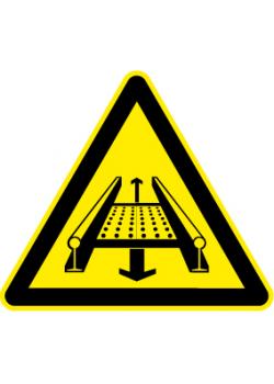 Warning sign "Danger of conveyor system on track" - leg length 5-40 cm