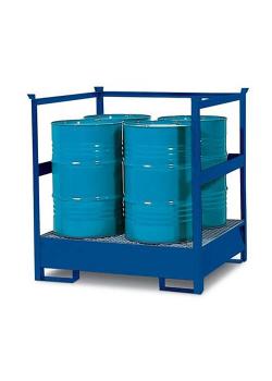 Stasjon for farlige stoffer 4 P2-R-V50 - lakkert stål - for 4 fat på 200 liter hver - med ramme - kan stables