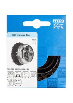 Pot brush - PFERD - with thread, zipped - with stainless steel wire - POS packaging