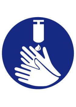 Påbudsskylt "använd handdesinfektion" - Ø 5-40 cm