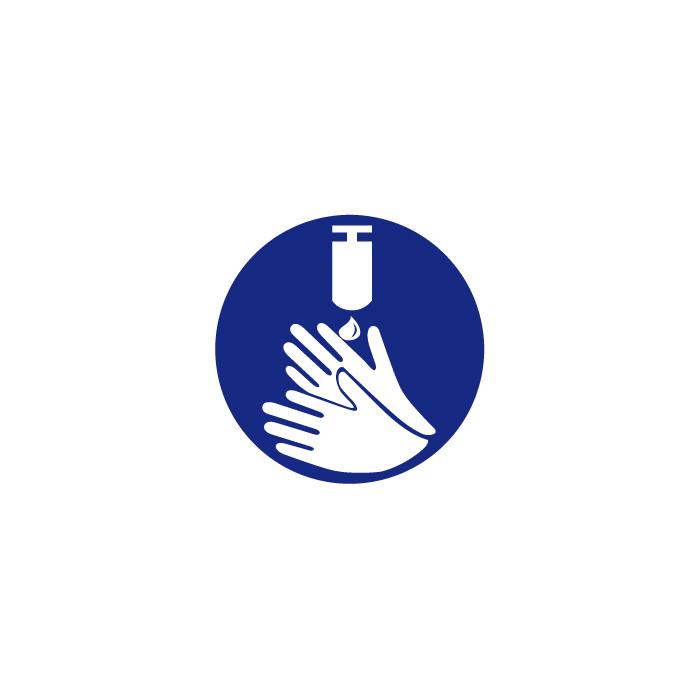 Påbudsskylt "använd handdesinfektion" - Ø 5-40 cm