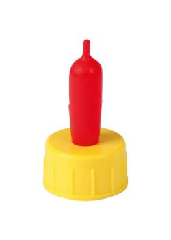 Ruuvattava pullon tutti karitsalle - kierteelle Ø 25 mm - punainen / keltainen - kpl 5 kpl - yksikköhinta