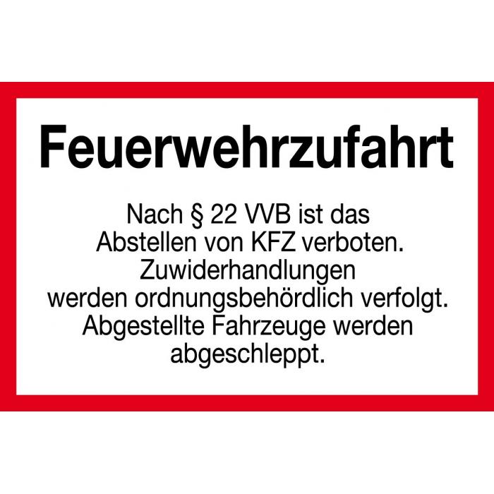 Brandschutzzeichen  "Feuerwehrzufahrt"