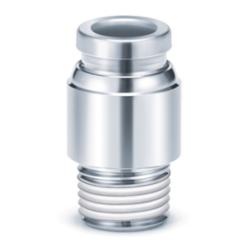 Lige stikkobling med indvendig sekskant KQB2S - Messing/Rustfrit stål - Slange udvendig diameter 4 til 16 mm - AG G 1/8" til 1/2" - Pris pr. stk.