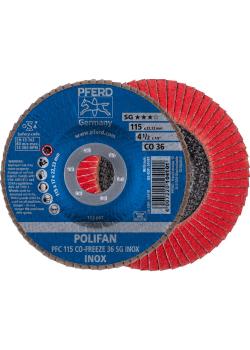 Podkładka ząbkowana POLIFAN - PFERD - CO-ZAMRAŻANIE - SG INOX - wykonanie stożkowe PFC - Ø zewnętrzna 115 do 180 mm - 10 szt. - Cena za opakowanie