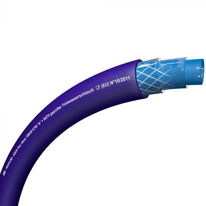 Wielowarstwowy wąż PE Profiline Aqua Plus - polietylen - średnica wewnętrzna 10 do 25 mm - średnica zewnętrzna 15 do 34,5 mm - długość 50 m - kolor niebieski - cena za rolkę