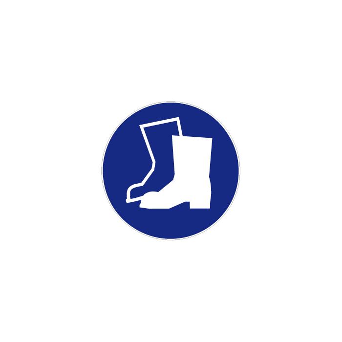 Znak nakazu "Nakaz stosowania ochrony stóp" - średnica 5-40 cm
