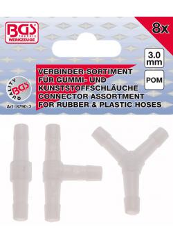 Schlauchverbinder-Sortiment - I, Y und T Verbinder - 3 mm - 8-tlg.