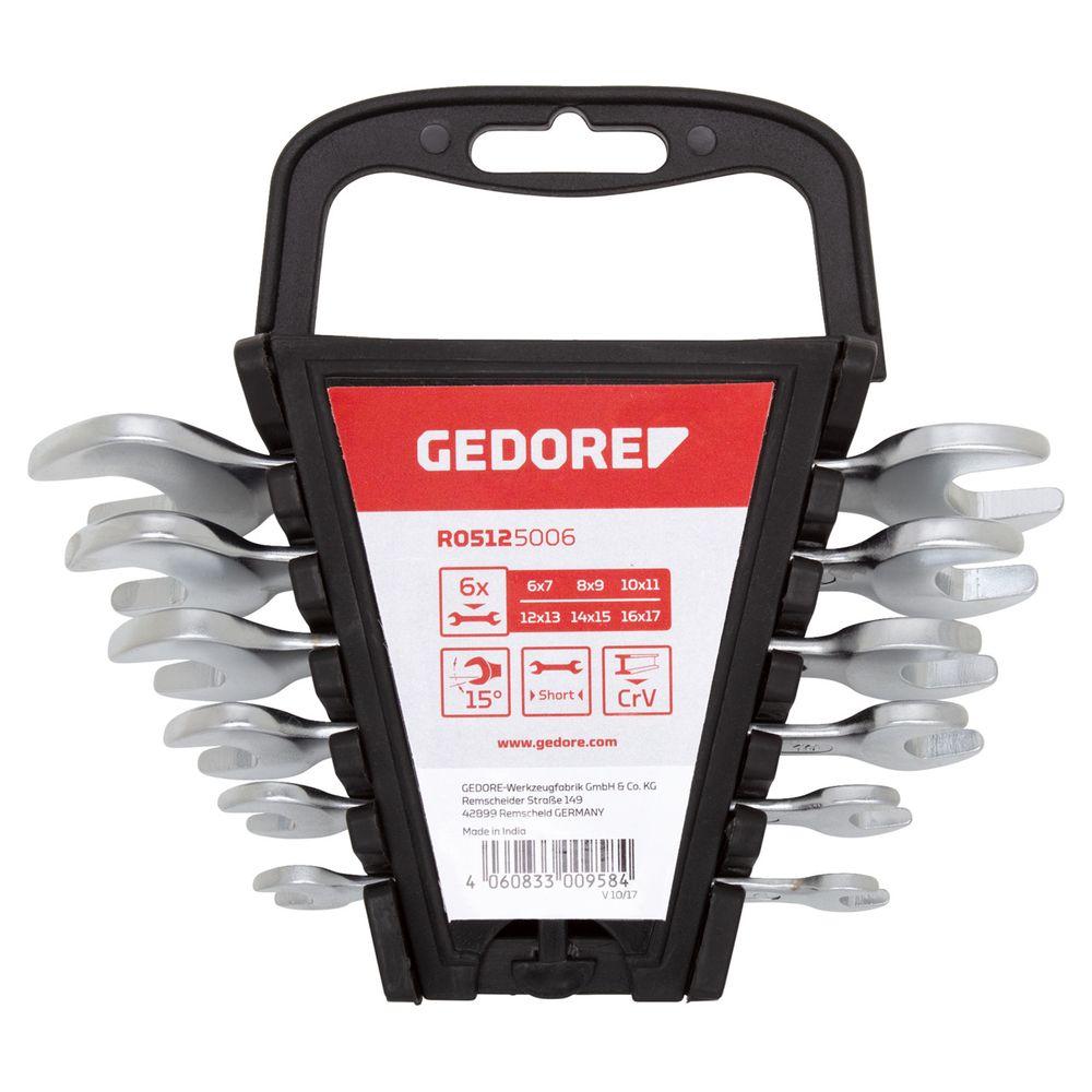 Gedore red double open-end wrench set - short version - various wrench sizes Wrench sizes - 6 or 12 pieces - price per set