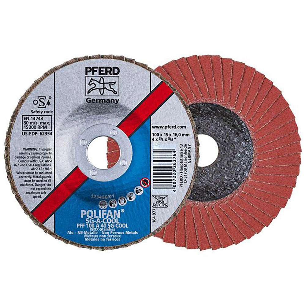 Disco lamellare - PFERD POLIFAN® - per INOX / metalli non ferrosi - design piatto COOL - confezione da 10 pezzi - prezzo per confezione