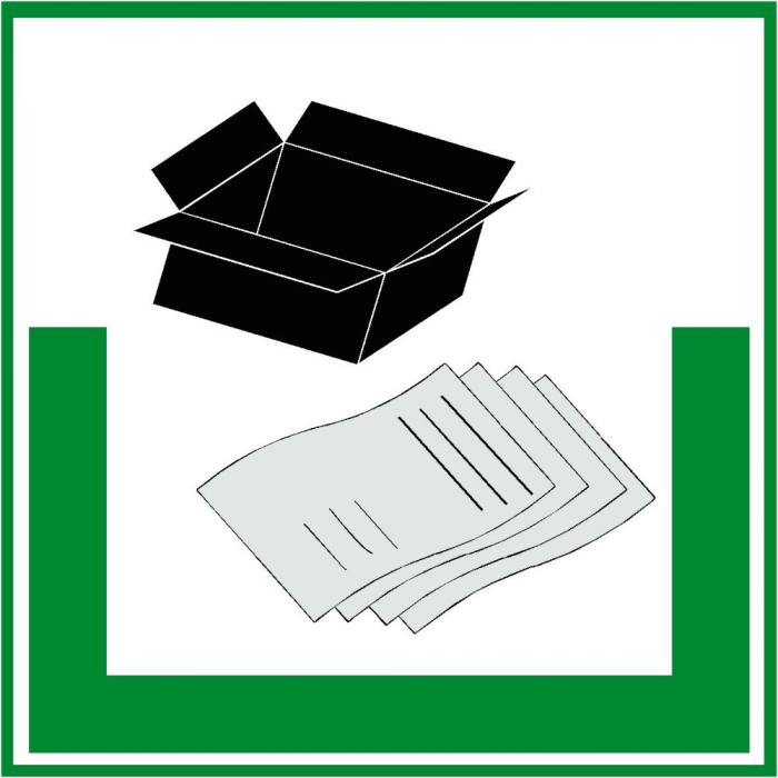 Miljø kjennetegn "beholder for papir / papp" - 5 til 40cm
