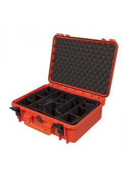 Koffer - Farbe orange - inkl. Fototasche und Noppenschaum