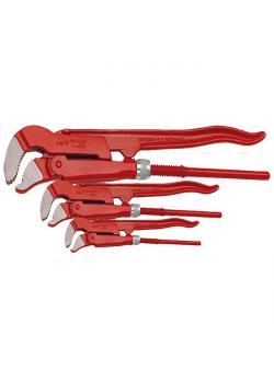 Pipe wrenches set - S-foot - 3 pieces - up to 2 "- red painted - polished