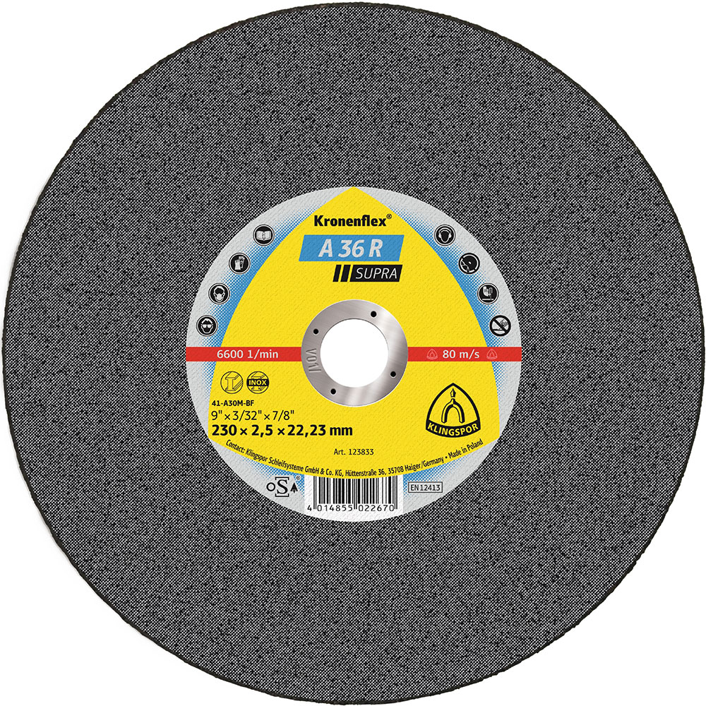 Cutting-Off Wheel - Medium Hardness - For Thin-Walled Sections - A 36 R Supra