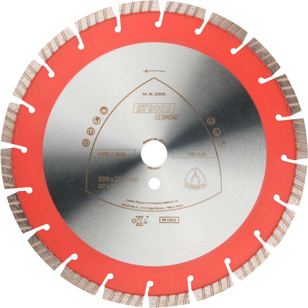 Diamond cutting disc DT 900 B Special - diameter 300 to 400 mm - bore 20 to 25.4 mm - laser welded - price per piece
