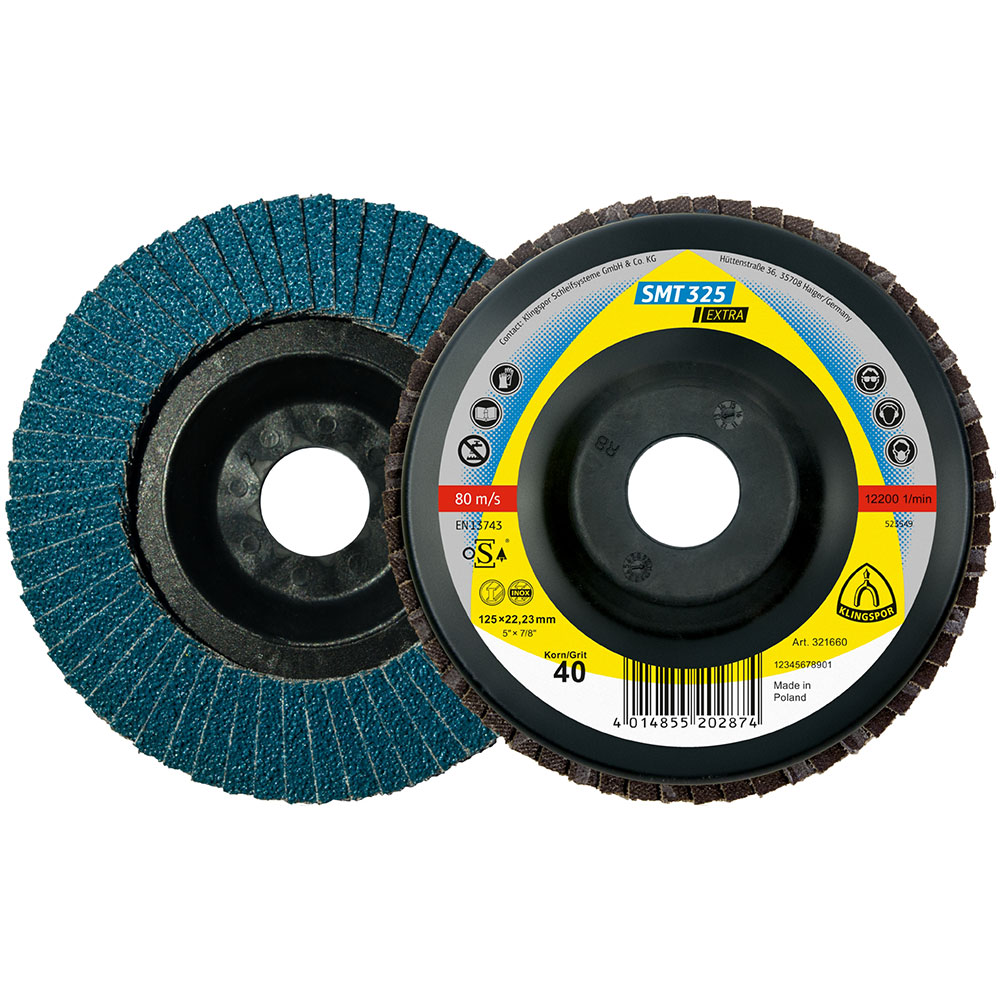 Abrasive mop disc SMT 325 EXTRA - Ã˜ 115 to 125 mm - grit 40 to grit 80 - straight and curved - pack of 10 - price per pack
