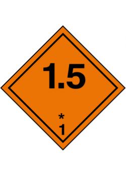 Znak transportu materiałów niebezpiecznych"Materiały wybuchowe - klasa 1-kategoria 1,5" - Wymiary 5-40 cm