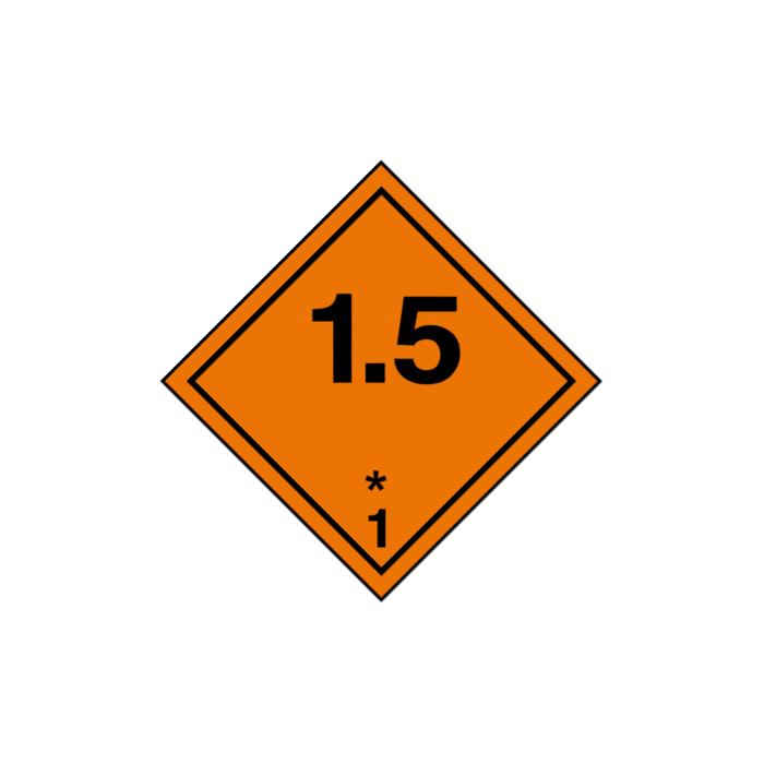 Znak transportu materiałów niebezpiecznych"Materiały wybuchowe - klasa 1-kategoria 1,5" - Wymiary 5-40 cm