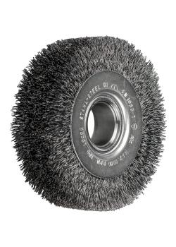 PFERD round brush RBU - untangled - wide - universal use - steel wire - outer-ø 100 to 200 mm - bore-ø 30.0 and 50.8 mm - trimming material-ø 0.30 mm