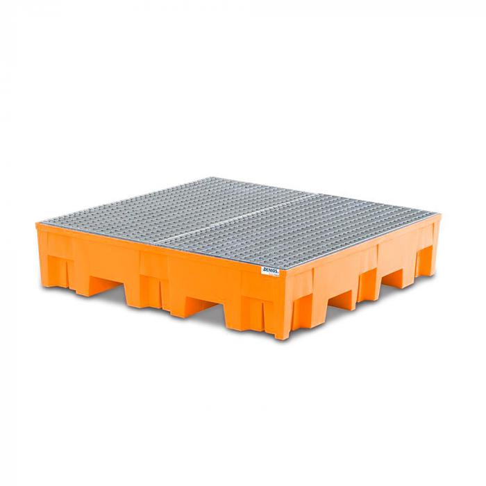 Collection tray base-line - polyethylene (PE) - 1235 x 1235 x 275 mm - for 4 barrels of 200 liters each