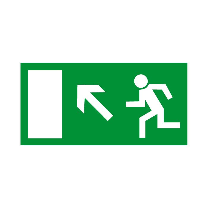 Emergency exit sign "Escape route on the left downward" 10-40 cm
