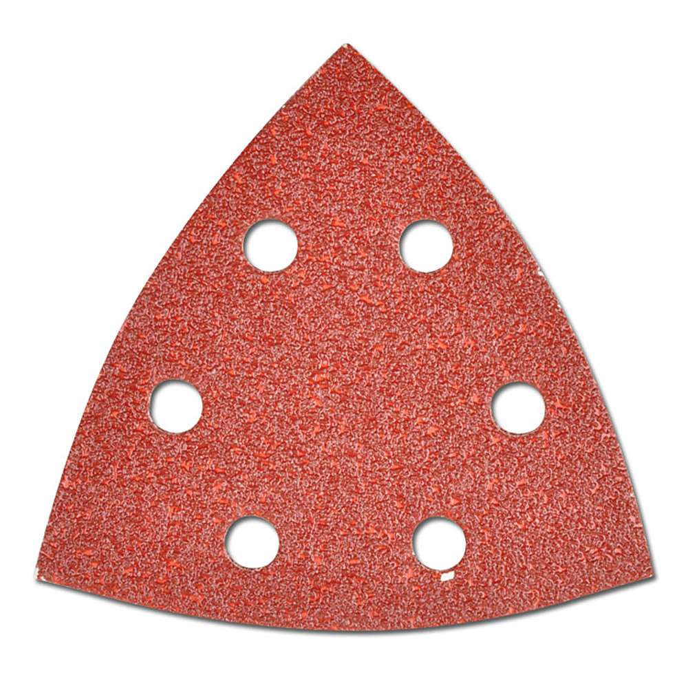 Feuille abrasive triangulaire PS22K auto-agrippante - grain 40-240 - 96x96x96 mm - perforation type GLS 15 - pour inox, métaux et bois