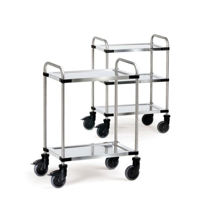 Stainless steel trolley - with tubular push handle - loading area 630 x 400 mm