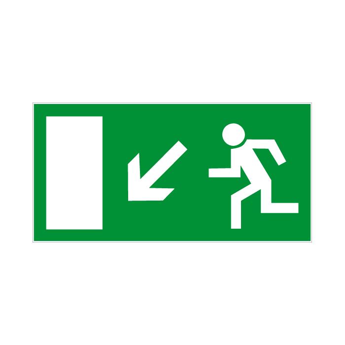 Emergency exit sign "Escape route on the left downward" 10-40 cm