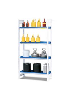Dangerous goods shelf GRW 1040 - add-on unit - 1010 x 440 x 2000 mm - 4 steel trays - for water-polluting substances
