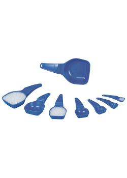 Measuring spoon - PS - blue - with wiper edge - for single use - content 0.5 ml to 50 ml - bulk pack or sterilized and individually packed - PU 100 pieces - Price per PU