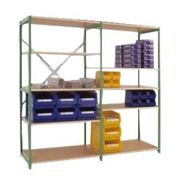 Storage Racks "Planoflex Standard" - Height 2m - 5 Wood Shelves - Shelf Width Fr