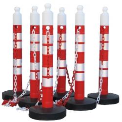 Chain post set - 6 chain posts + 25 m plastic chains - height 1200mm - fillable