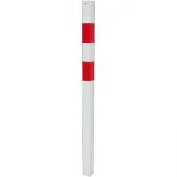 Bollard - Acier - 1400mm - blanc / rouge - en béton - avec ou sans oeillet