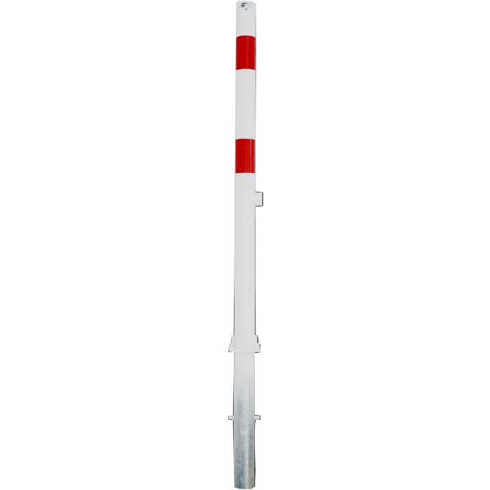 Absperrpfosten - Stahl - 1400mm - weiß/rot - zum Einbetonieren - mit Bodenhülse