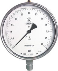 Feinmess-Manometer Klasse 0,6 - Ø 160 mm von -1 bar bis 600 bar - senkrecht - Edelstahl - G 1/2"
