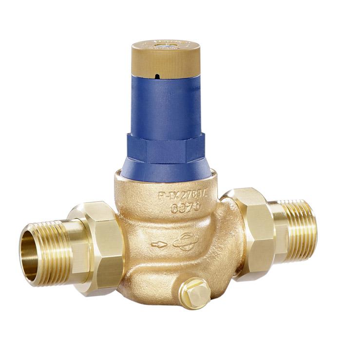 Pressure reducer for (drinking) water and liquids - red brass - with outer threa