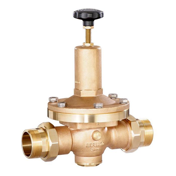 Pressure reducer for (drinking) water and liquids - red brass - with outer threa