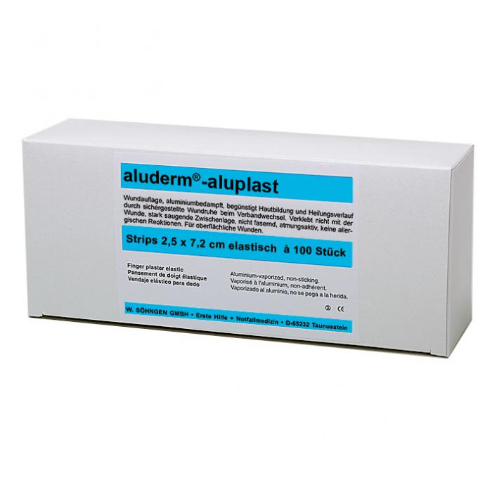 aluderm®-aluplast - elastiske strips - 2,5 x 7,2 cm - farve hvid