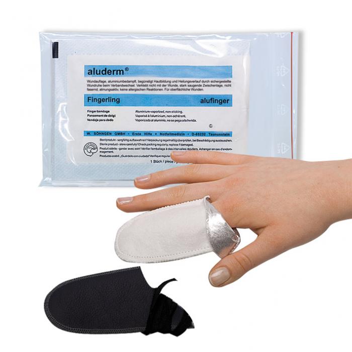 aluderm® alufinger støtteforbinding -  med / uden fingerstøtte i læder Fingerling