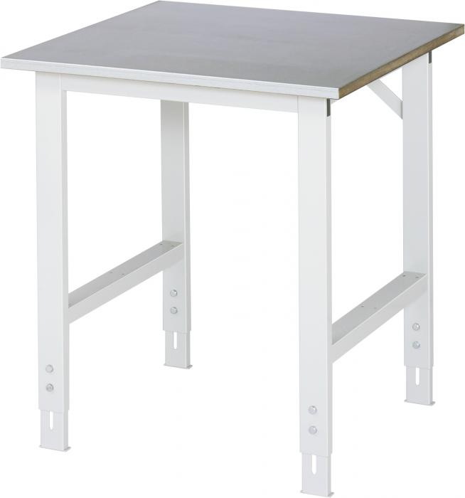 Work table with steel plate lining - height adjustable 760-1080 mm - depth 800 m