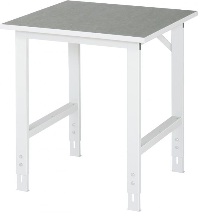 Arbeitstisch mit Linoleumbelag-Platte - Höhe einstellbar 760-1080 mm - Tiefe 800-1000 mm